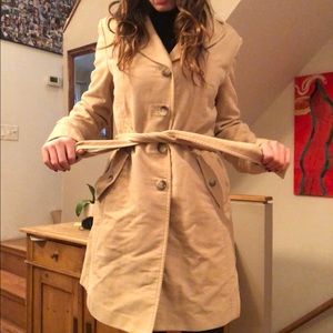 Ann Taylor Creme Tench Peacoat with Belt